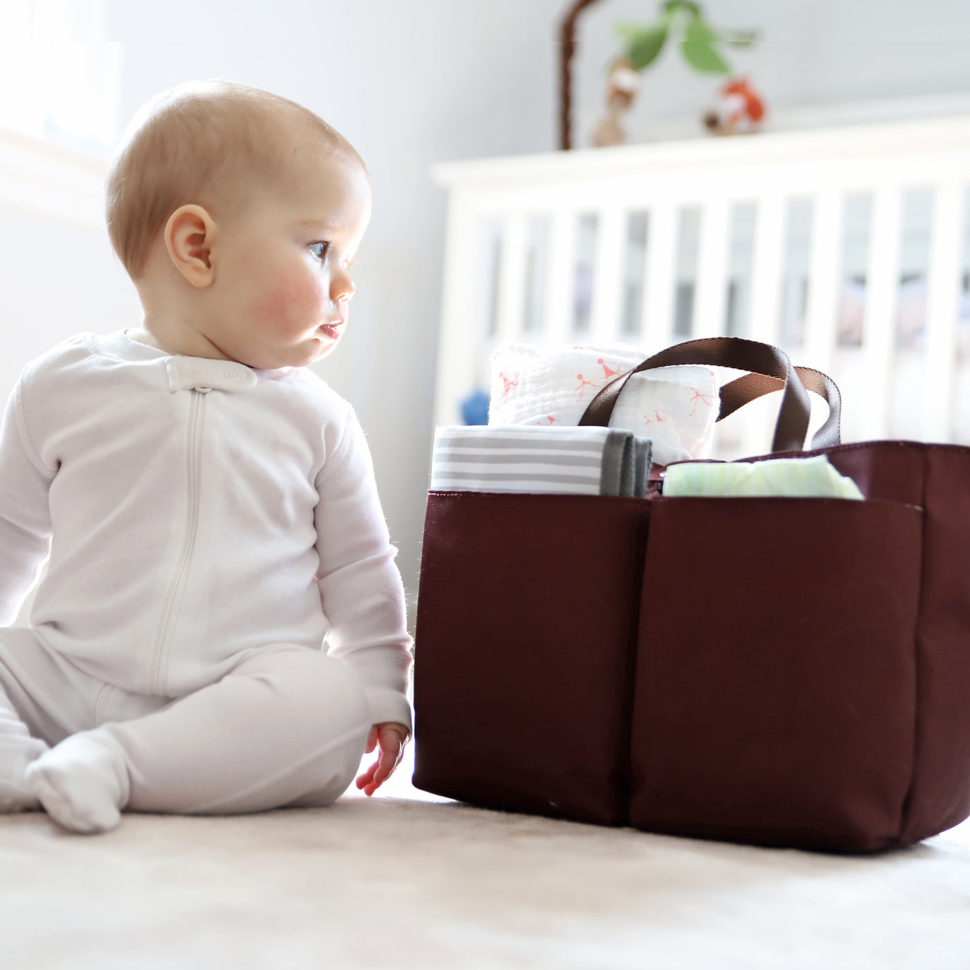 Diaper Large Purse Organizer 13x7x7 Bag Organizer Insert in Light