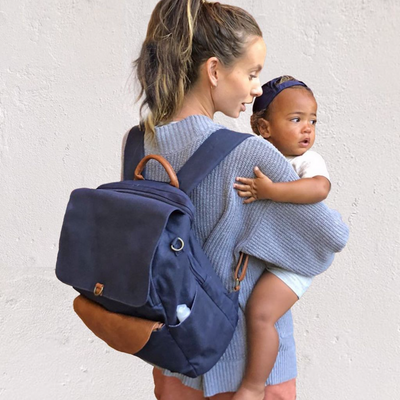 Stylish Navy Blue Backpack in use - perfect blend of style and practicality